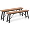 Set of 2 Rectangular Acacia Wood Folding Picnic Set for Outdoor Dining & BBQ